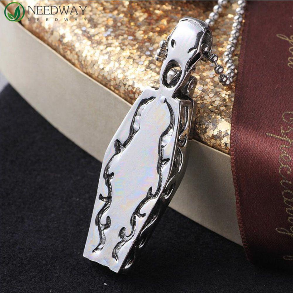 Needway Kalung Stainless Steel Gotik Peti Mati Tengkorak Manusia Liontin