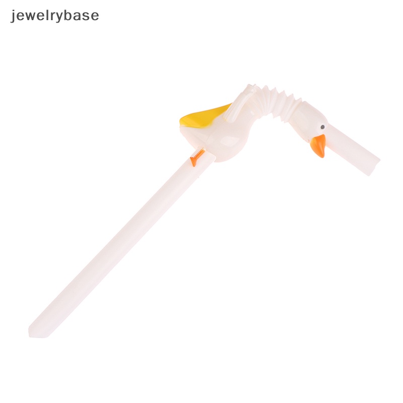 [jewelrybase] 1pc Fashion Hewan Sedotan Angsa Panjang Dengan Sikat Dapat Digunakan Kembali Diameter Besar Sedotan Butik