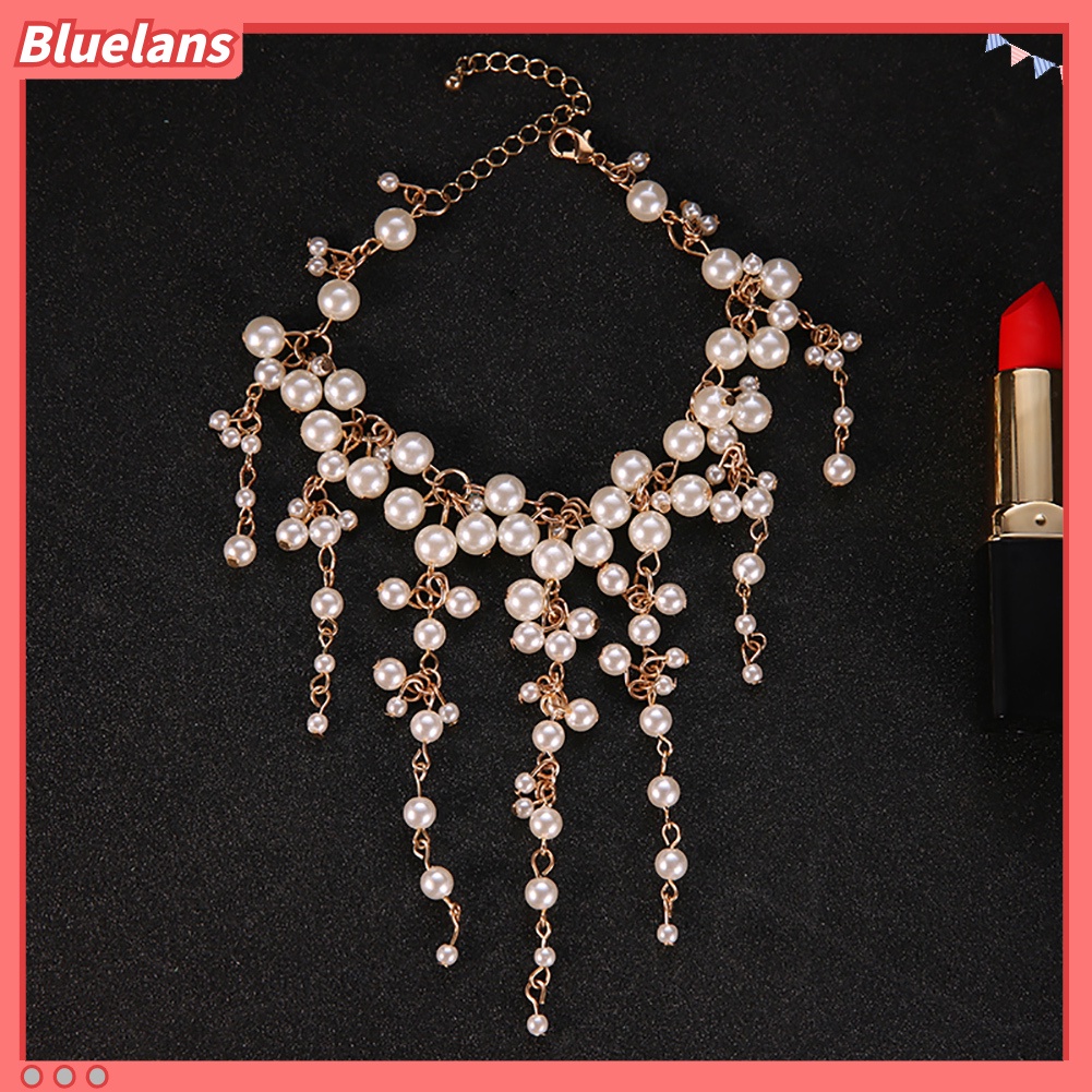 [BLS] Fashion Mutiara Imitasi Rumbai Gelang Wanita Pesta Cocktail Perhiasan Pesona Hadiah