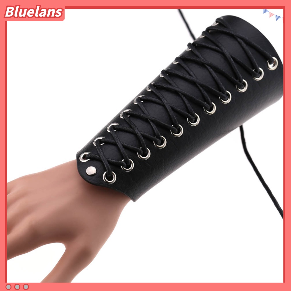 [BLS] Gelang Tangan Kulit Imitasi Rock Punk Arm Armor Bracer Wrist Wax Rope Braided Strap