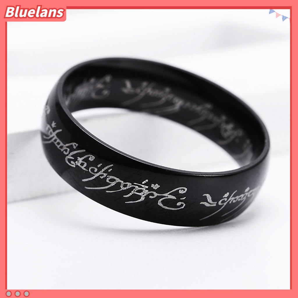 [BLS] Cincin Kawin Motif Huruf Hias Bahan Titanium Steel Pria Dan Wanita Band Finger Ring Untuk Pesta