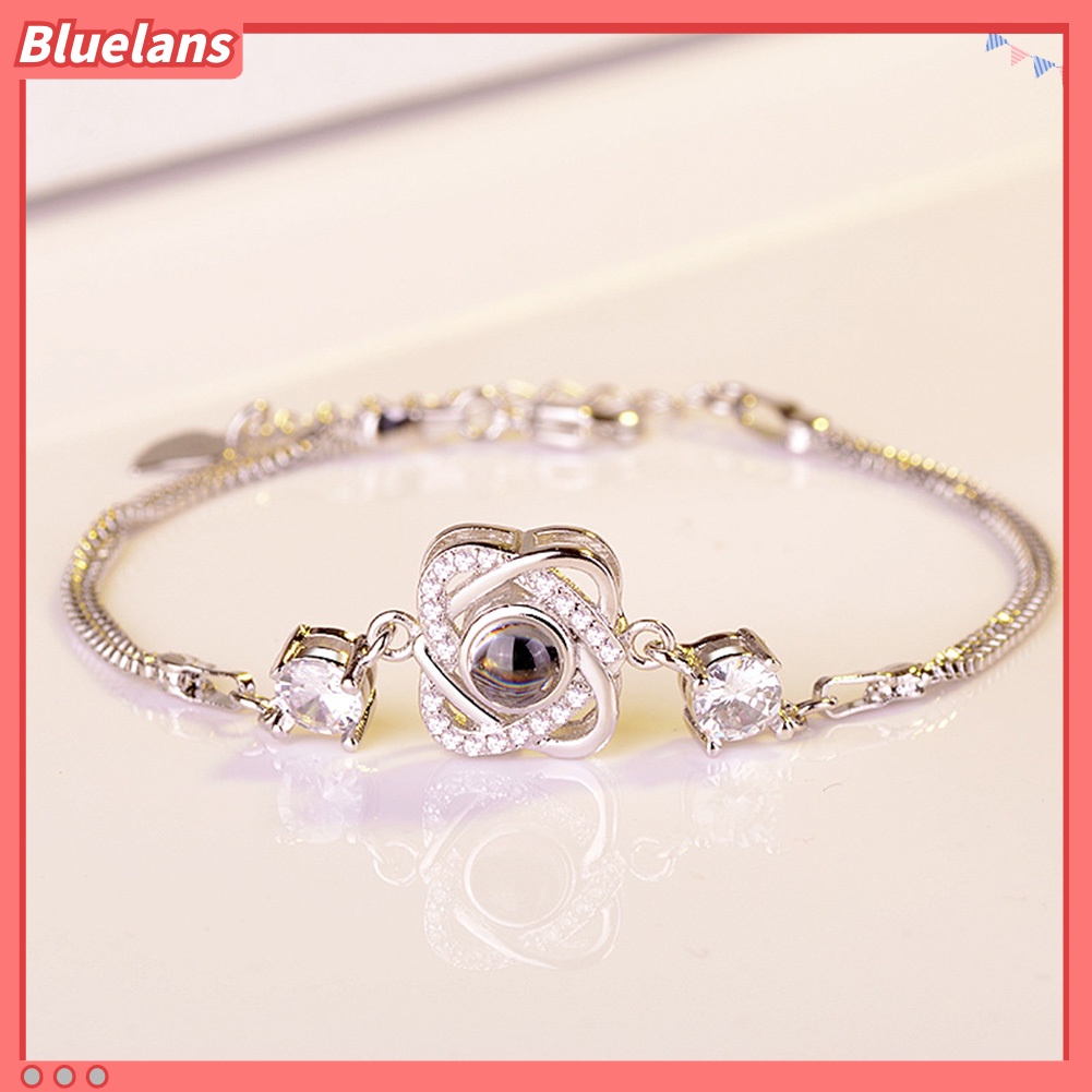 [BLS] Fashion 100bahasa I Love You Proyeksi Rantai Gelang Wanita Perhiasan Hadiah