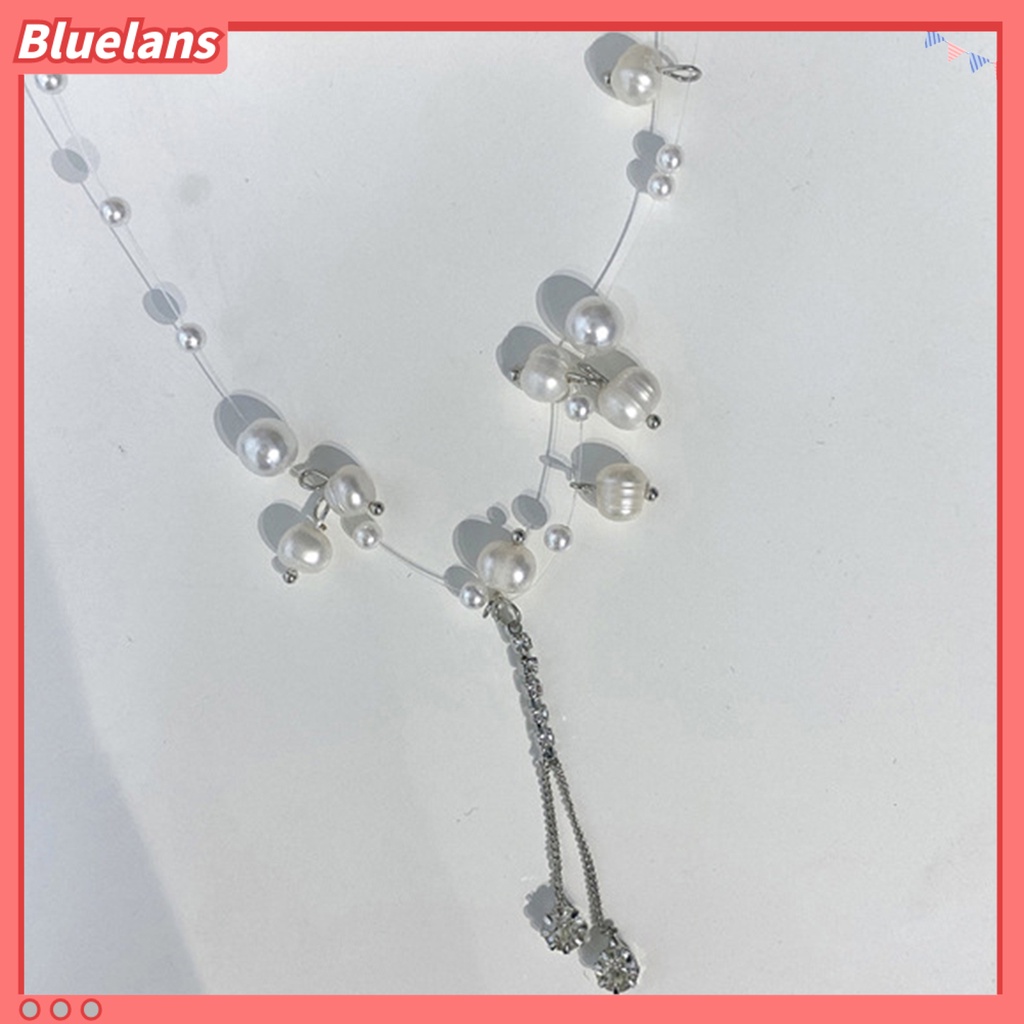 [BLS] Wanita Kalung Mutiara Imitasi Jumbai Paduan Adjustable Bright Luster Necklace Fashion Hadiah