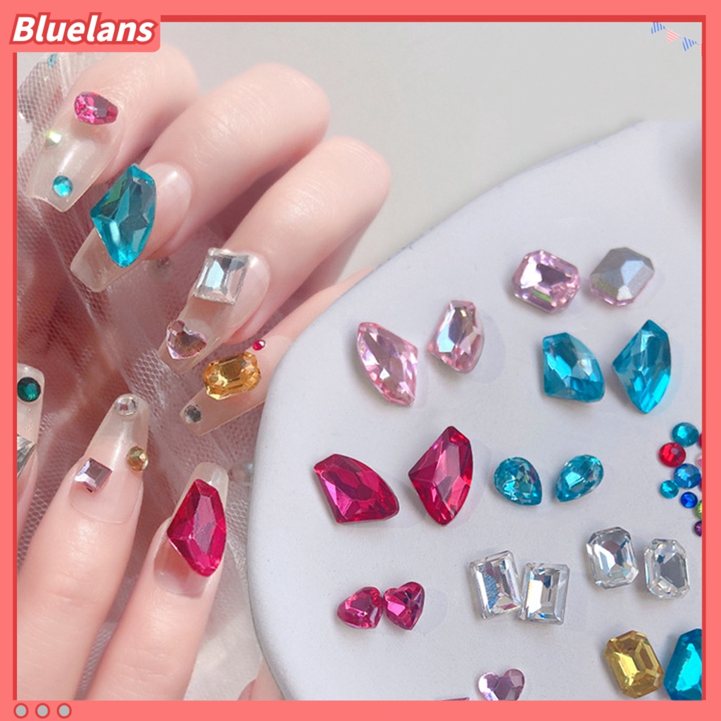 [BLM] 1kotak Dekorasi Nail Art Indah DIY Kristal Imitasi Self-Adhesive Polish Nail Ornament Untuk Dekorasi