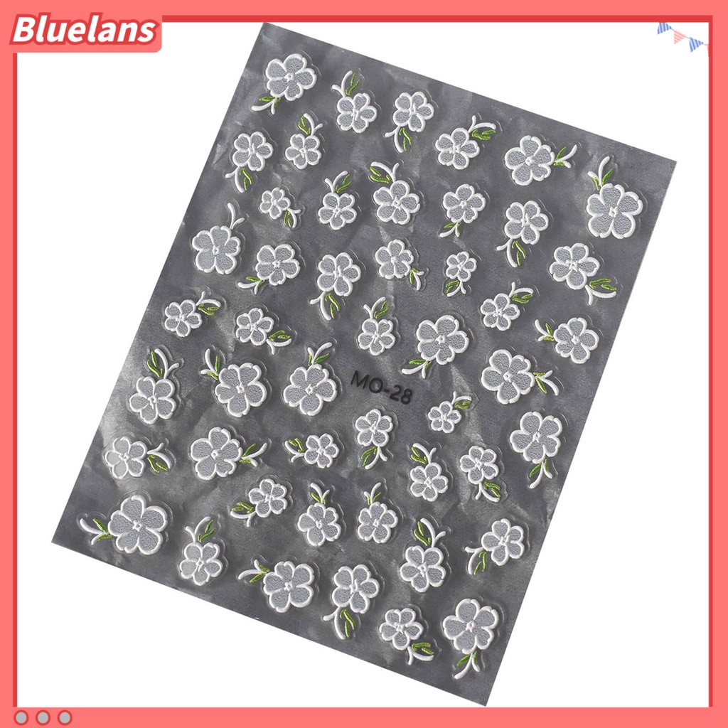 [BLM] 1lembar Stiker Nail Art Mudah Tempel Removable Berbagai Bentuk Desain Kuku 3D Timbul Stiker Kuku Terukir Bunga Nail Decal Nail Salon Aksesoris