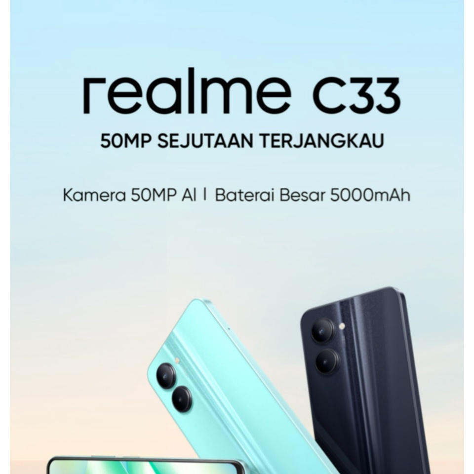 Realme C33 4+64 GB (50MP AI Camera | 8.3mm Ultra Slim | 5000mAh Battery | powerful Unisoc T612 | 6.5&quot; Fullscreen) BARU GARANSI RESMI