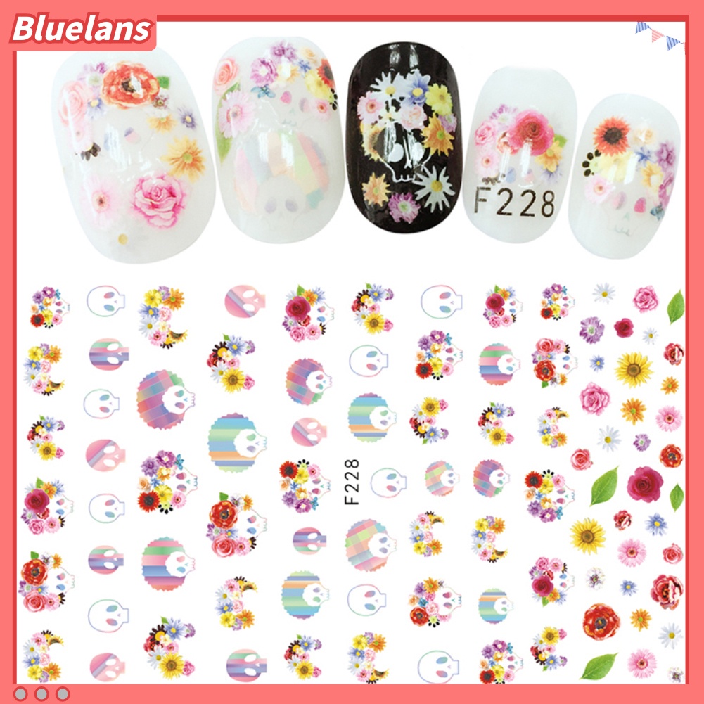 [BLM] 1lembar Desain Bunga Daun Nail Art Stiker Decals Tips DIY Manicure Decor