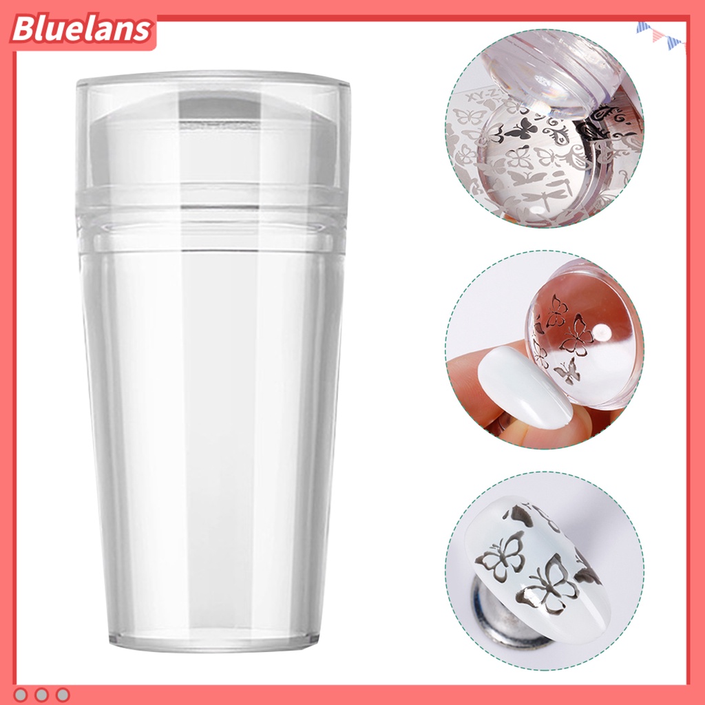 [BLM] 1set Nail Art Stamper Dengan Scraper Kuku Desain Dapat Dilepas Stamper Kuku Silikon Transparan Manicure Tools Untuk Profesional