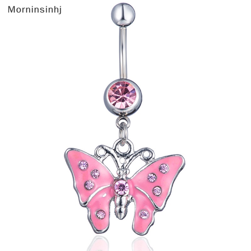 Mornin Stainless Steel Berlian Imitasi Butterfly Navel Ring Cincin Kancing Perut Fashion Perhiasan Kreatif Untuk Wanita Dekorasi Tubuh id