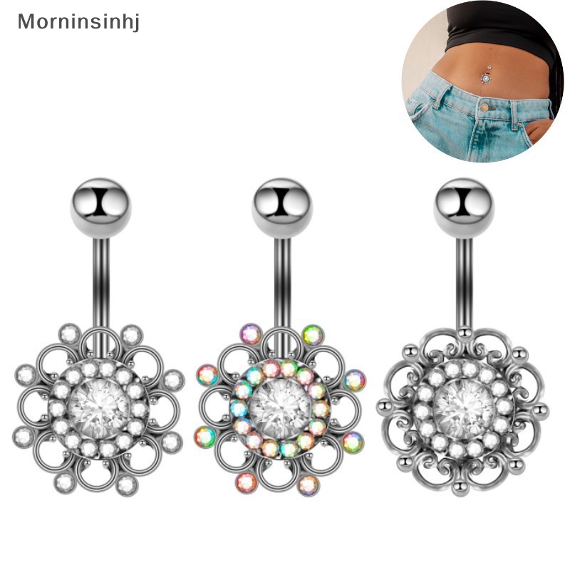 Mornin Stainless Steel Zircon Belly Button Ring Cincin Pusar Perut Sexy Wanita Perhiasan Tubuh Perut id