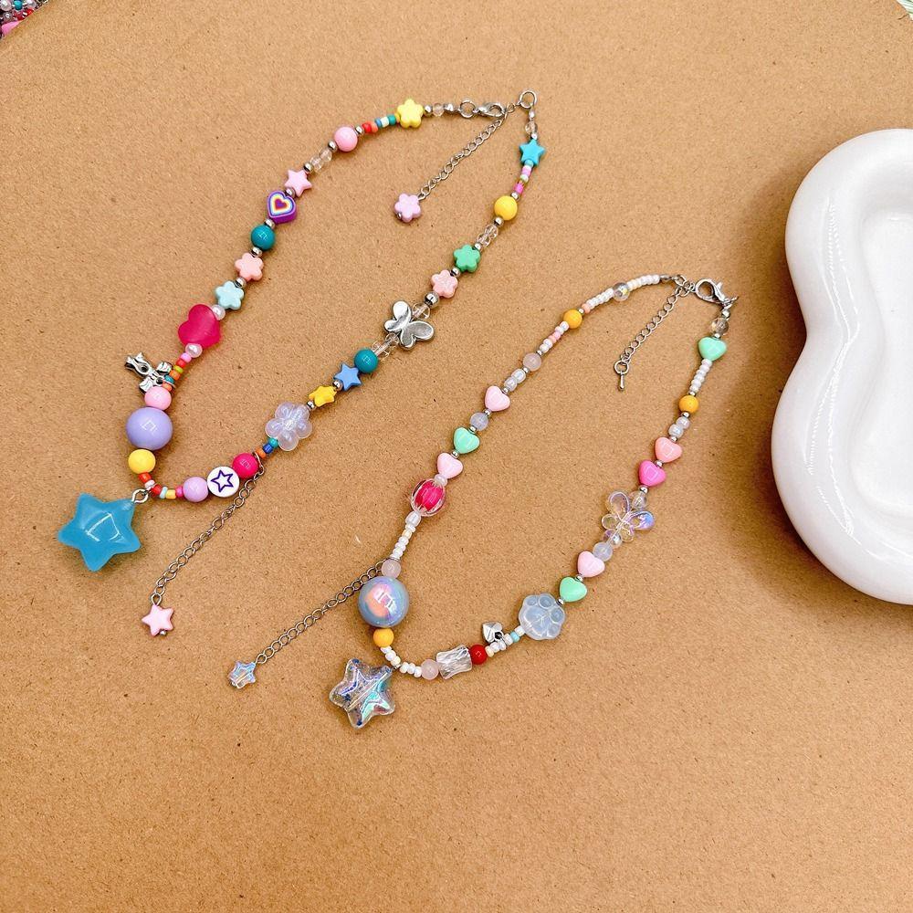 Mxbeauty Dopamin Gadis Kalung Trendi Pesona Hati Resin Bintang Tergantung Gadis Hadiah Permen Warna Gelang