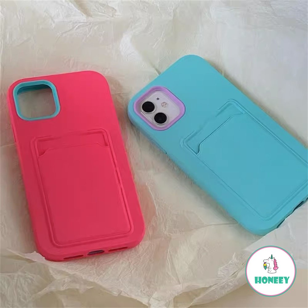 IPHONE Case Holder Tas Slot Kartu Fashion Untuk Iphone14 13 11 12 Pro Max XS Max XR 14Pro Shockproof Soft Dompet Cover