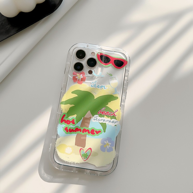 Sunglasses Coconut Tree Soft TPU Case iP iPhone 14 + Plus 11 12 13 Pro Max Girl Woman FTD Casing Apple