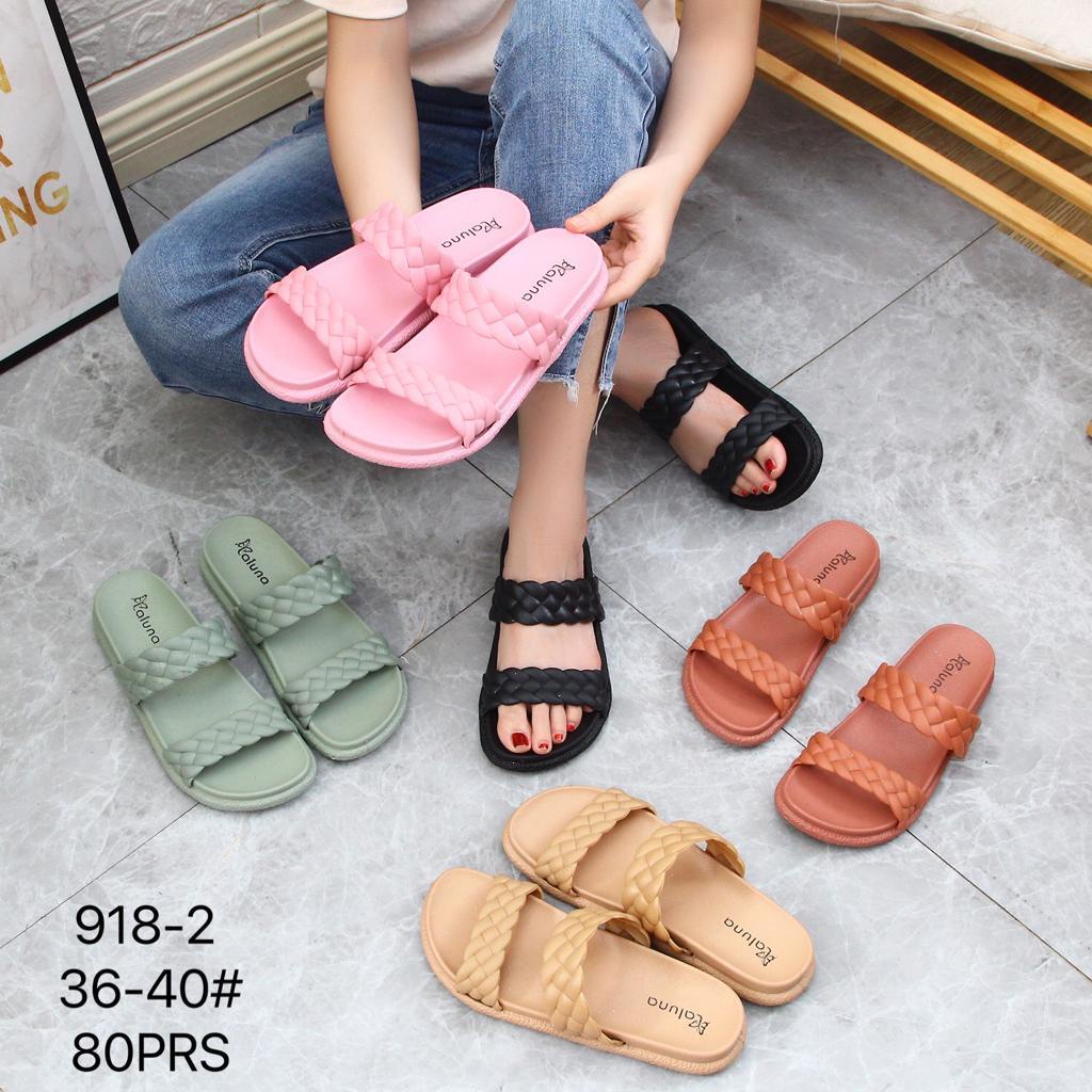 Sandal Slop Wanita Jelly PCU Ban 2 Motif Kepang Simple Import LLS 918-2 36-40