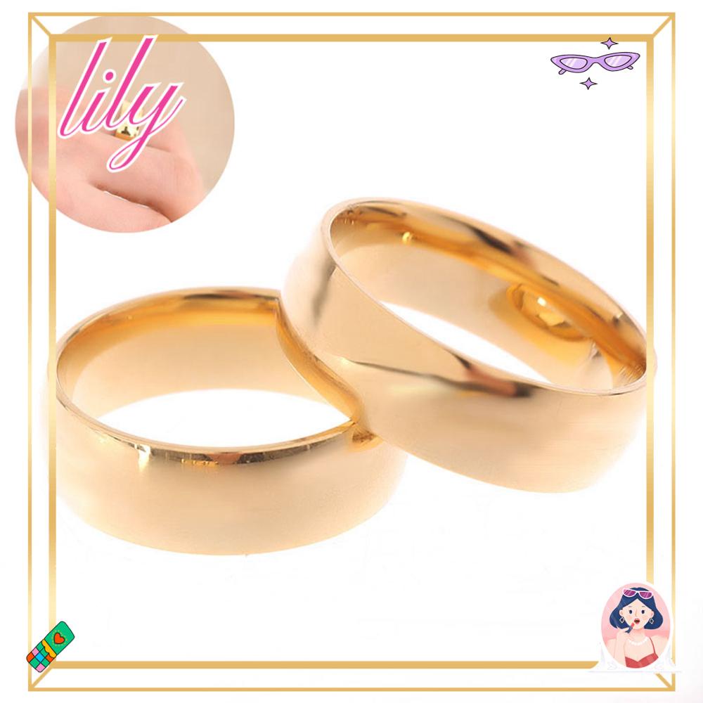 Lily Band Rings Perhiasan Pernikahan Pria Lapis Emas