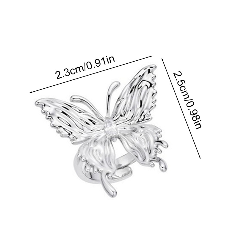 Punk Vintage Logam Cair Dissolved Butterfly Adjustable Wanita Cincin Fashion Indah Anime Gothic Serangga Cincin Gothic Perhiasan