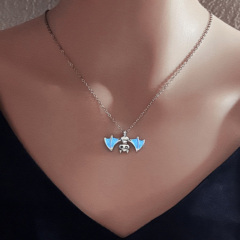 Fashion Sabit Liontin Kalung Bercahaya Dalam Gelap Rantai Moonstone Kalung Bersinar Di Malam Hari Halloween Hadiah Aksesoris