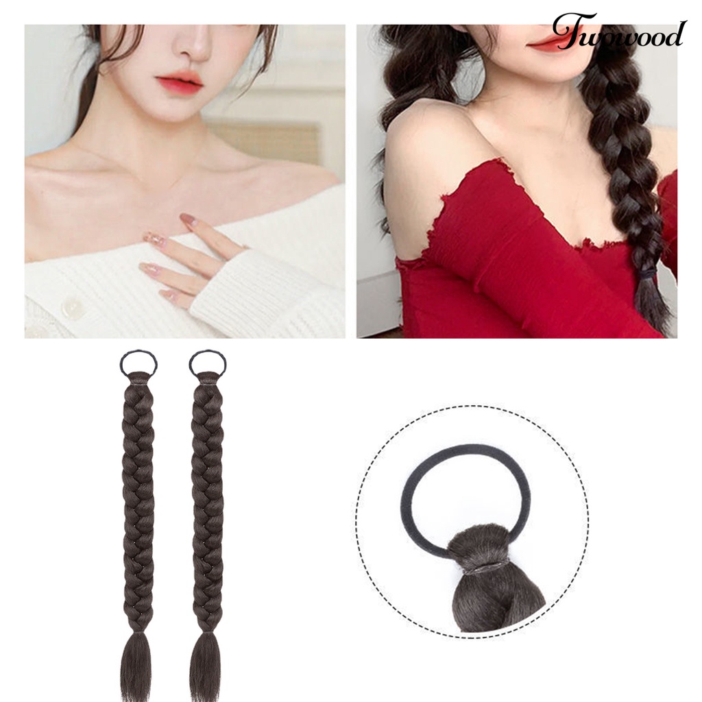 Twowood 1pasang Wig Wanita Mudah Dipakai Nyaman Alami Alat Makeup Suhu Tinggi Sutra Lucu Double Ponytails Wig Untuk Rumah