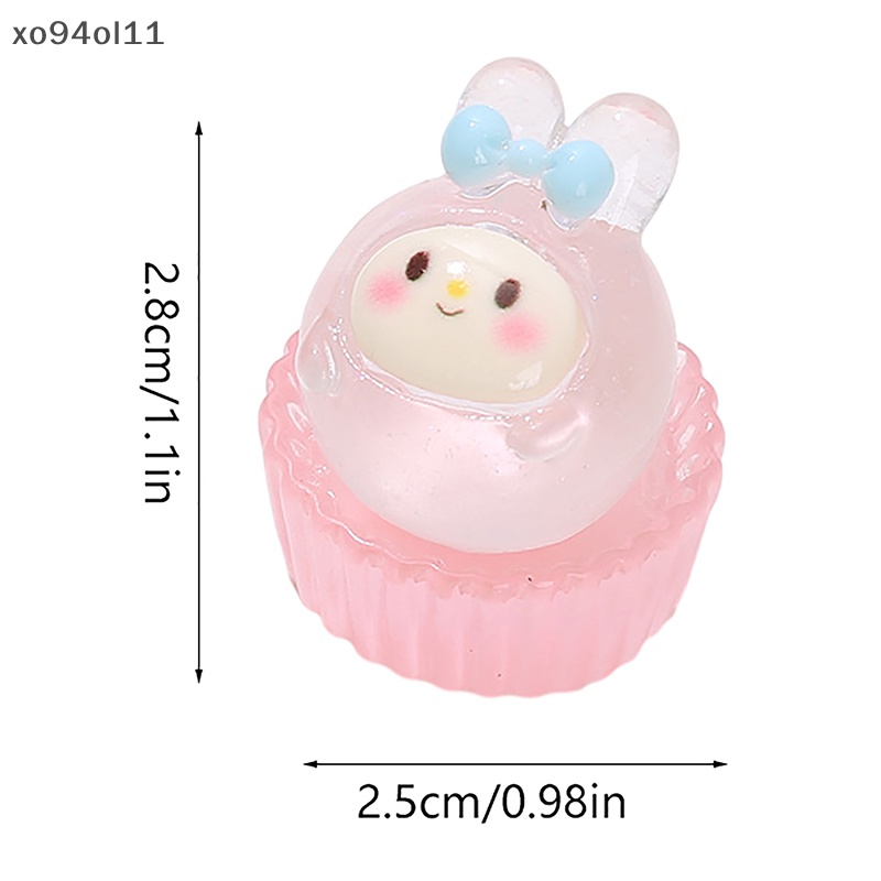 Xo 2 Pcs Bercahaya Sanrio Puff Kue Ornamen Mini Kartun HelloKitty Kuromi Boneka Lanskap Mikro Rumah Boneka Miniatur Mainan OL