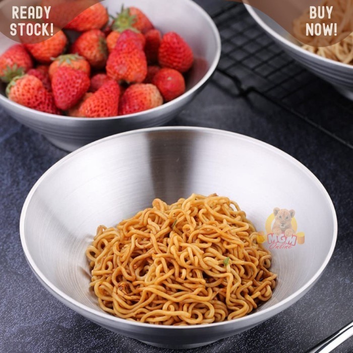ramen DOUBLE WALL Stainless 20cm mangkok ANTI PANAS 2lapis
