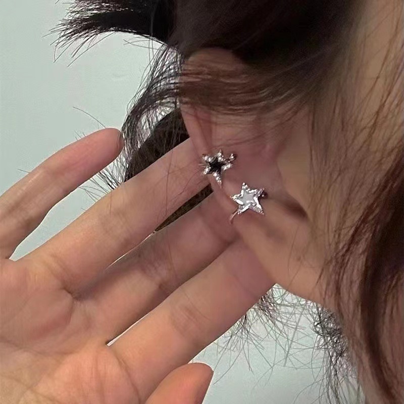 Ay(cn) Anting Tusuk Bintang Kristal Sederhana Hati Anting Klip Silver Untuk Aksesoris Perhiasan Wanita