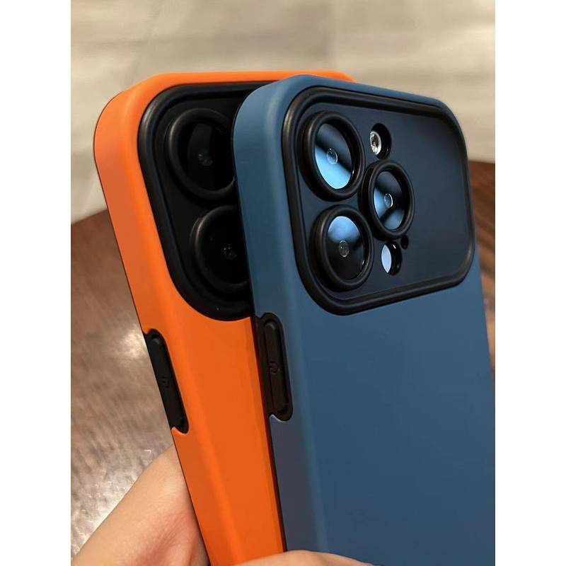 IPHONE Kontras Warna Sederhana 2-in-1 Windows Besar Rasa Kulit Dalam Detik Ganti Casing Ponsel Untuk Iphone14 13 12 Pro Max14 Plus