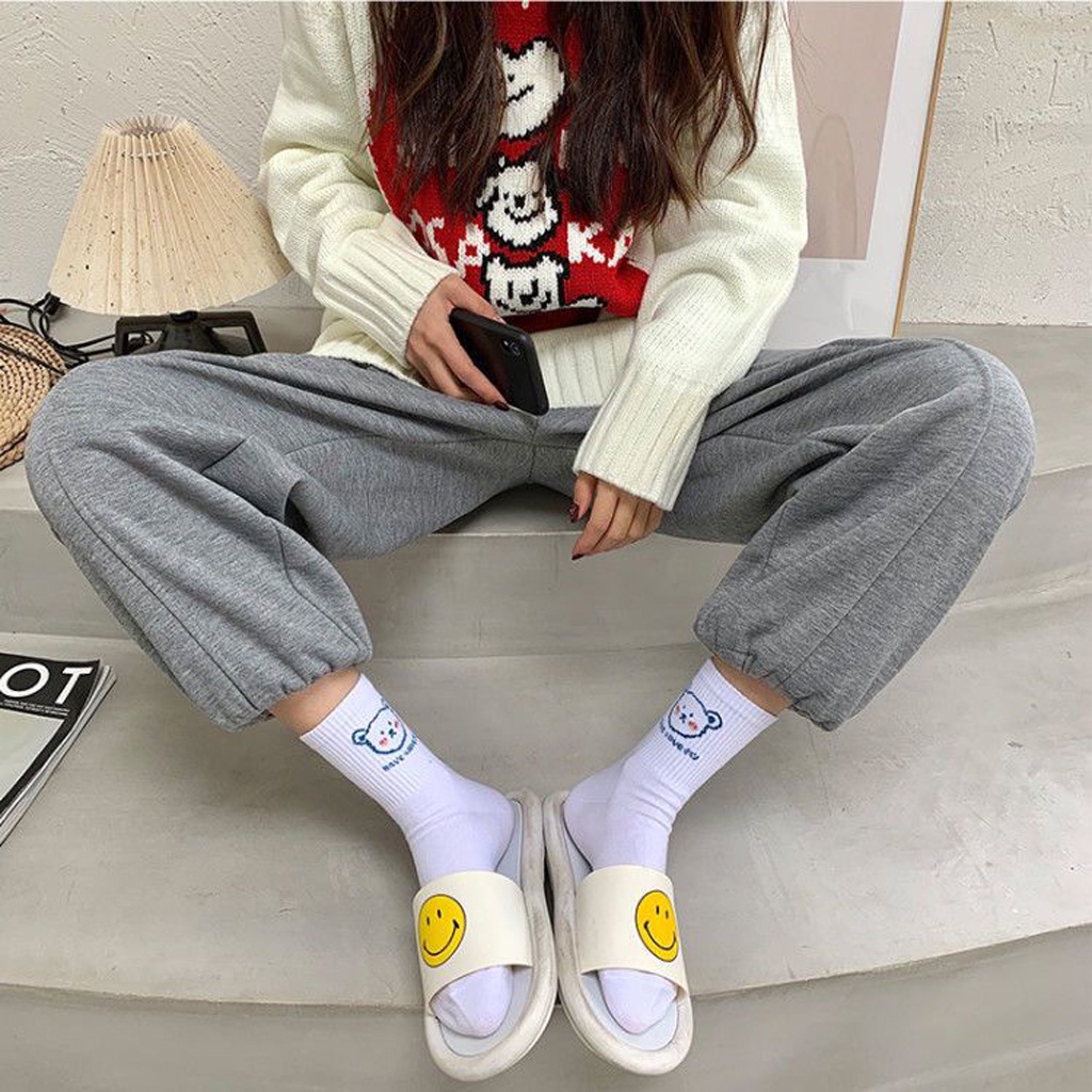 BRGUNIK Kaos Kaki Pria Wanita Panjang Setinggi Betis Motif Cute Bear New Fashion Jepanese Style Socks KK132