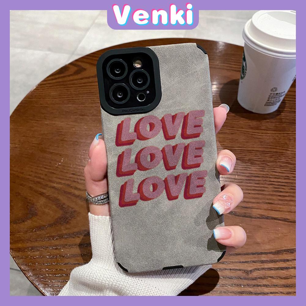 VENKI - Untuk iPhone 11 Case Leather Pupil Suede Case Soft Shockproof Case Camera Simple Cute Pink English Kompatibel dengan iPhone 14 13 Pro max 12 Pro max xr xs 7Plus 8Plus