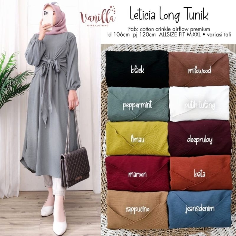 LETICIA LONG TUNIK ORI BY VANILLA | Cotton Crinkle Airflow