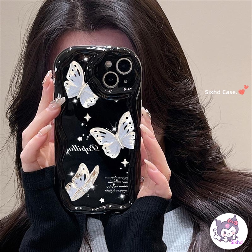 Redmi 12 12C 10C 9T 9C Note 12s 12 11 12s 11s 10s 9s 10Pro Redmi  A2 A1 10 11A 10A 9A Xiaomi 11 Lite 12 Lite Poco X3Pro Fashion Love Kupu-Kupu Pasangan 3D Tepi Melengkung Gelombang Glossy Casing Ponsel Soft Cover