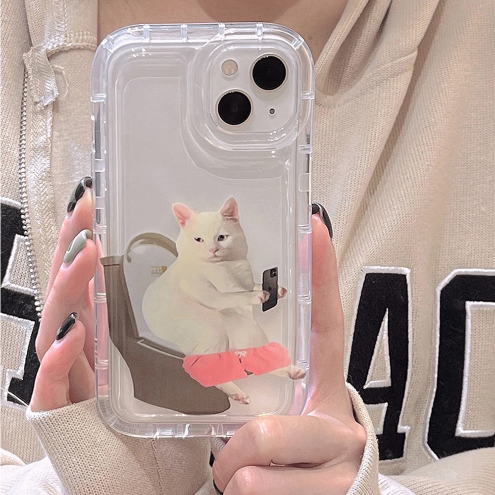 IPHONE Casing Ponsel Kucing Kepribadian Kompatibel Untuk Iphone7Plus8Plus6Plus11 14 13 12 Pro MAX XR X XS MAX SE Airbag Shockproof Cover
