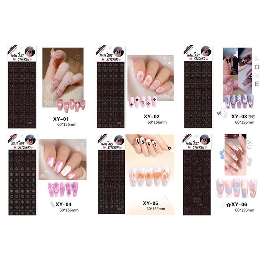 Mxbeauty Hollow Spray Template Wanita Cinta Hati Kupu-Kupu Cross Manicure Aksesoris Dicat Tangan Kuku Decals