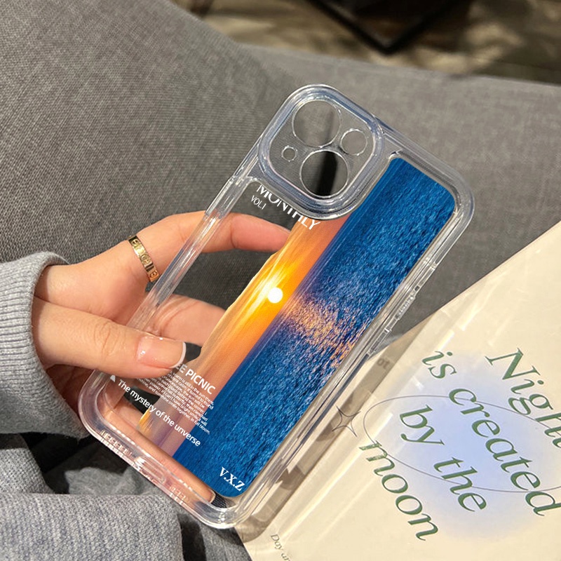 Sea ​​Sunset Sun Case Untuk Oppo Realme C21 C21Y C11 C2 C20 C25Y C11 C15 C30 C31 C35 C55 10 Pro 9i 9Pro Q5i V23 V11 Reno8 7 6 6Pro 5G 4SE Find X5 X5Pro Akrilik Ruang TPU Penutup Belakang