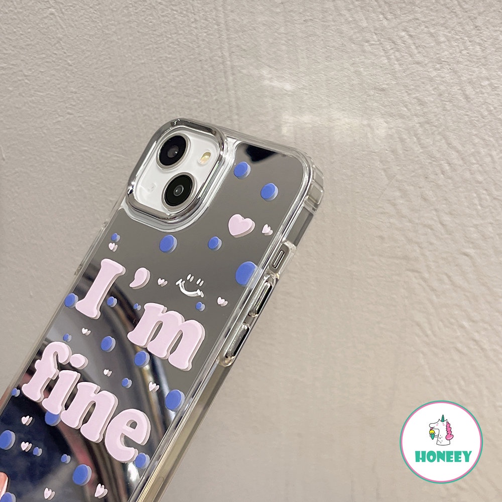 IPHONE Case Cermin Rias Motif Titik Bulat Fashion Untuk Iphone14 11 12 13 Pro Max12 promax Huruf Sederhana Lembut Shockproof Cover