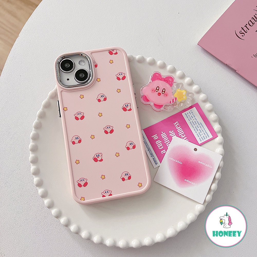 IPHONE Casing Belakang Ponsel Kirby Fashion Kartun Untuk Iphone14 13 11 12 Pro Max 11 promax Xr Xs 7 8Plus Pink Full Layar Bintang Anti-Shock Phone Cover