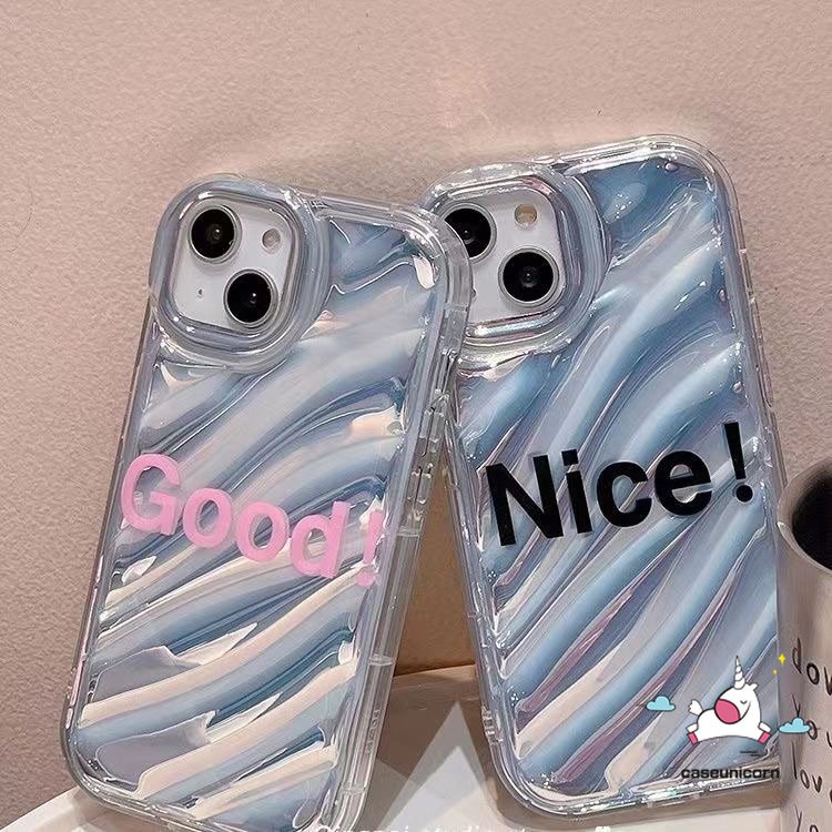 IPHONE Casing Mewah Kartu Laser Warna Dazzle Kompatibel Untuk Iphone13 11 14 12 Pro MAX 7Plus XR 8plus7 8 6 6S Plus X XS MAX SE 2020kreativa Simple Letter Smile 3D Stereo Corrugation Case