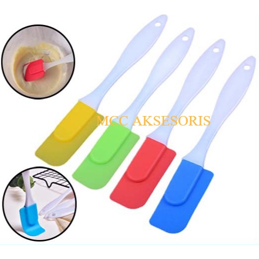 MCC Spatula Silicone Alat Aduk Adonan Kue Anti Lengket Food Grade Elastis Tahan Panas Oles Cake Silikon