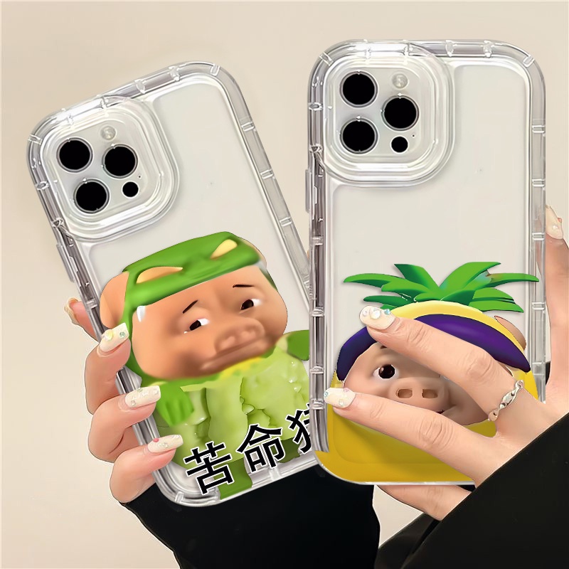 IPHONE Casing Ponsel Pasangan Babi Lucu Kompatibel Untuk Iphone14 13 11 12 Pro XS Max X Xr7 +8 Plus Silikon Soft Casing TPU Shockproof Cover