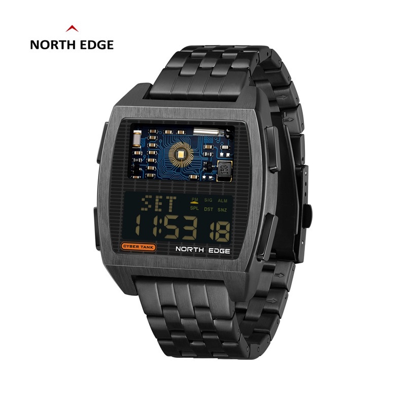 982 NORTH EDGE CYBERTANK CYBER TANK Digital Watch Retro Wateproof 50M