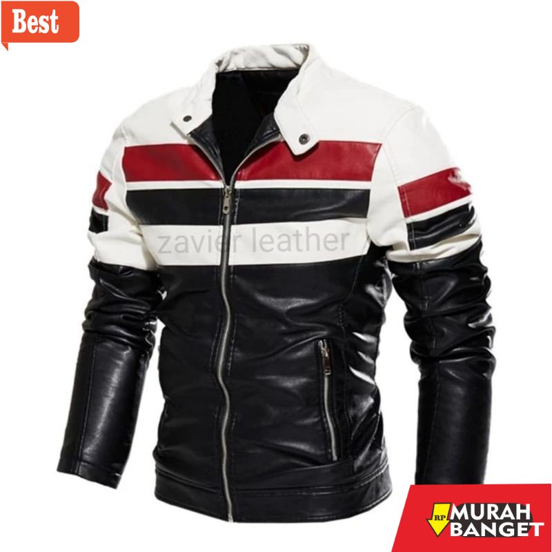 Jaket kulit pria terbaru- jaket kulit pria motor sport semi kulit jaket pria kulit sintetis import j