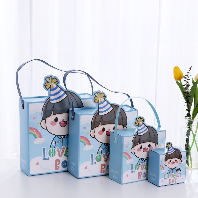 paper bag boy and girl tas kado ulang tahun anak karakter lucu kantong snack kawaii