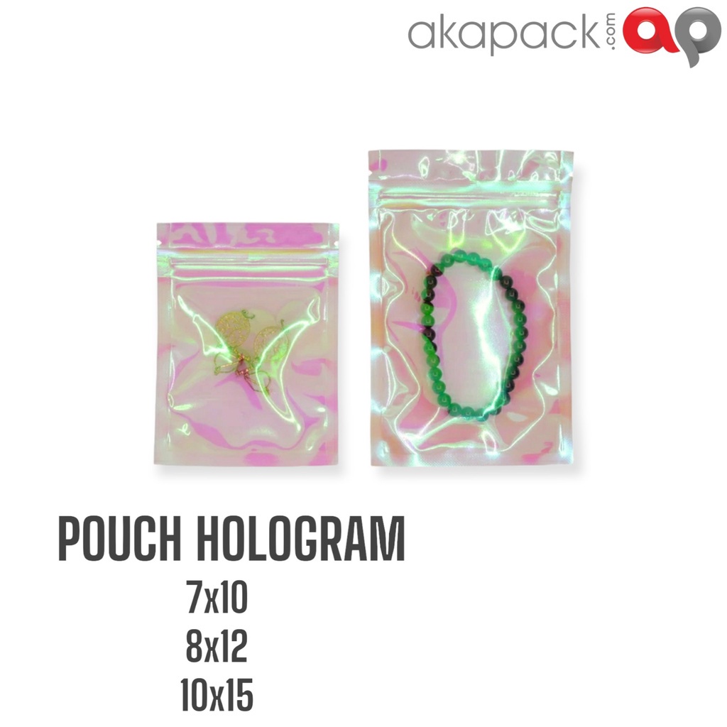 (100pcs) Pouch Aksesoris Hologram 10x15 | Kemasan Lucu