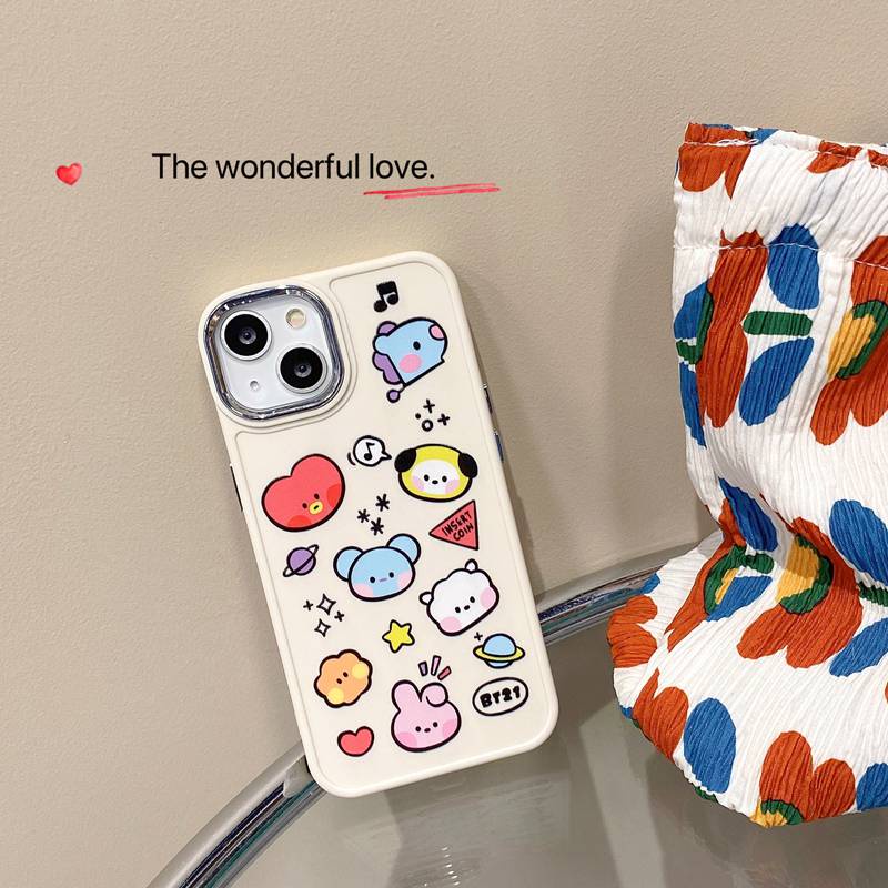 All New Metal Camera Skin Silicone Soft Case IPhone 11 12 13 14 Pro Max Women's Fashion Gift Cute Cartoon Phone Case Funny BT21