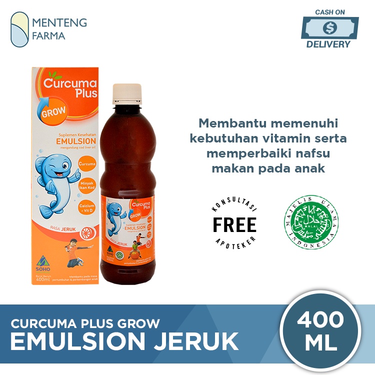 Curcuma Plus Grow Emulsion Rasa Jeruk 400 mL - Suplemen Kesehatan Anak