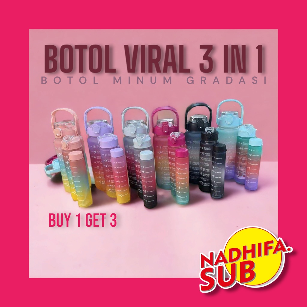 BOTOL MINUM GRADASI 3 IN 1 2 LITER / BOTOL MINUM SET 3 PCS / BOTOL MINUM GRADASI VIRAL