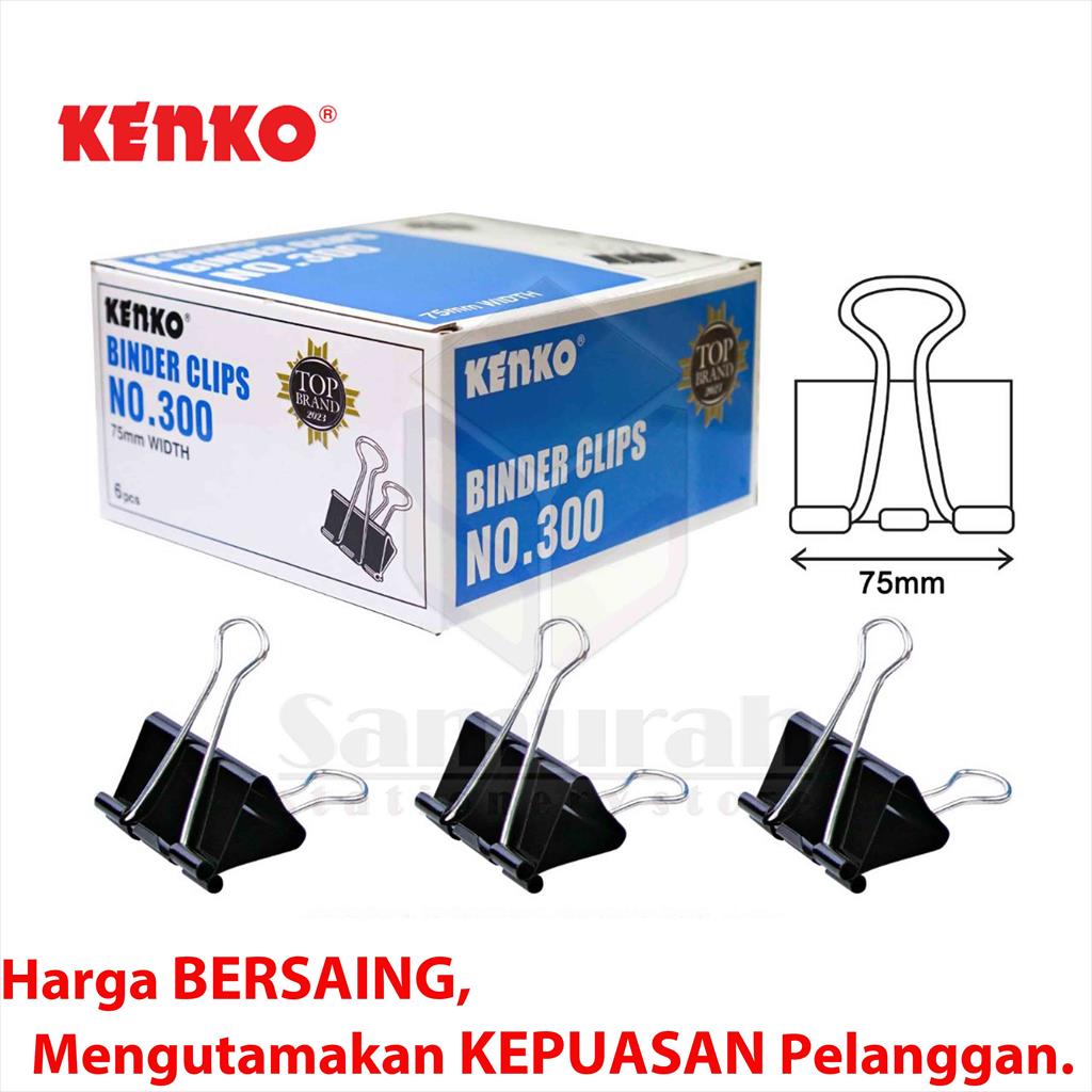 

RK Binder Clips No. 300 Kenko / Clip Hitam Tebal / Klip Jepit Kertas Besar Lebar 75 mm isi 6 pcs