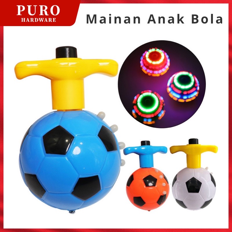 Football Spinning Top LED + Musik / Mainan Anak Gangsing Bola / Gangsing Bola LED / Bola Putar