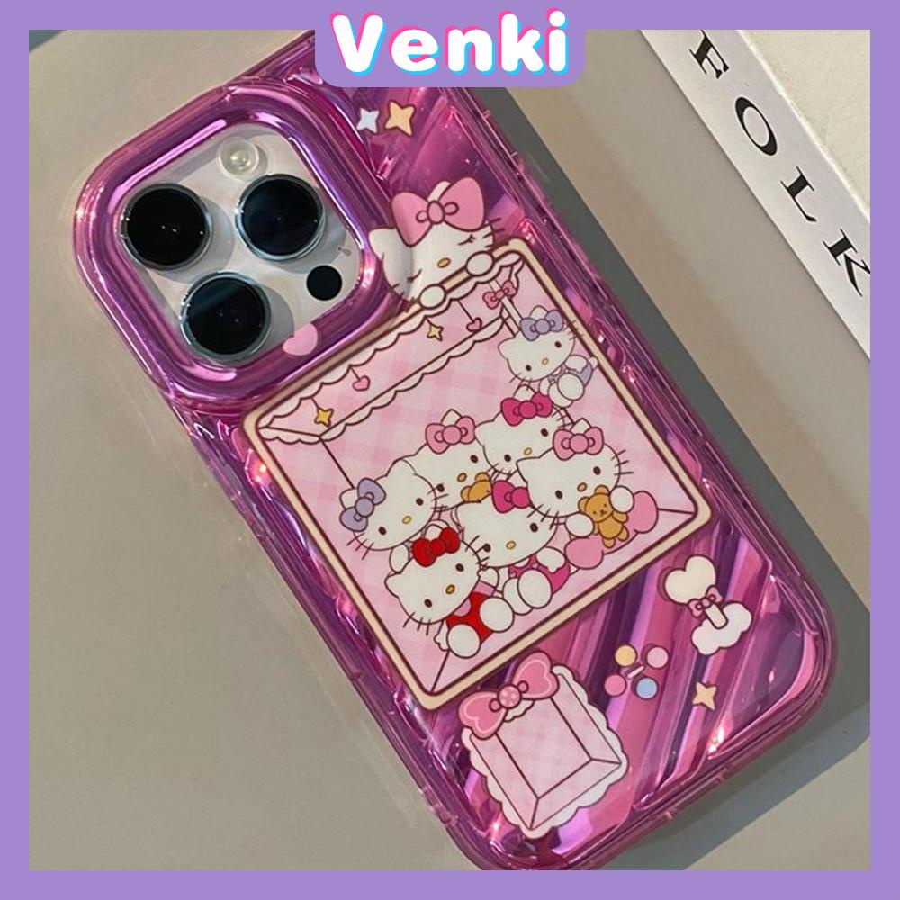 VENKI - Untuk iPhone 11 iPhone Case Laser Reflektif Bening Phone Case TPU Lembut Shockproof Airbag Phone Case Lucu Kartun Kucing kompatibel dengan iPhone 14 13 Pro max 12 Pro Max XR XS 7 8