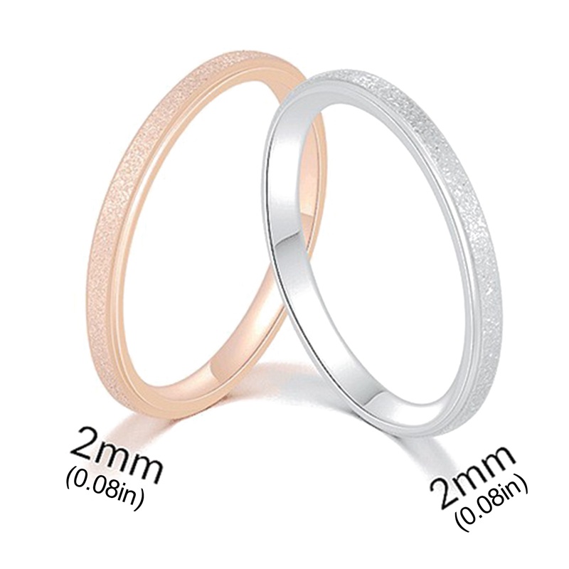 2mm Fashion Sederhana Stainless Steel Cincin Pecinta Buram