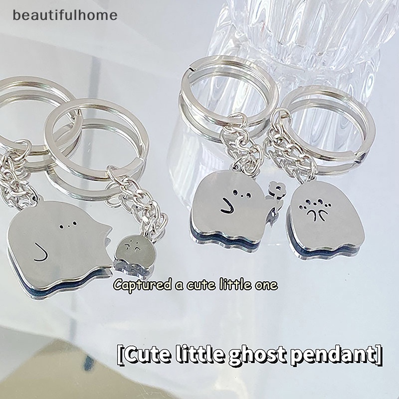 {beautifulhome} Fashion Kartun Hantu Pasangan Gantungan Kunci Liontin Hantu Kecil Yang Lucu Kunci Cincin Tas Aksesoris Perhiasan Untuk Pecinta Hadiah Teman Terbaik.